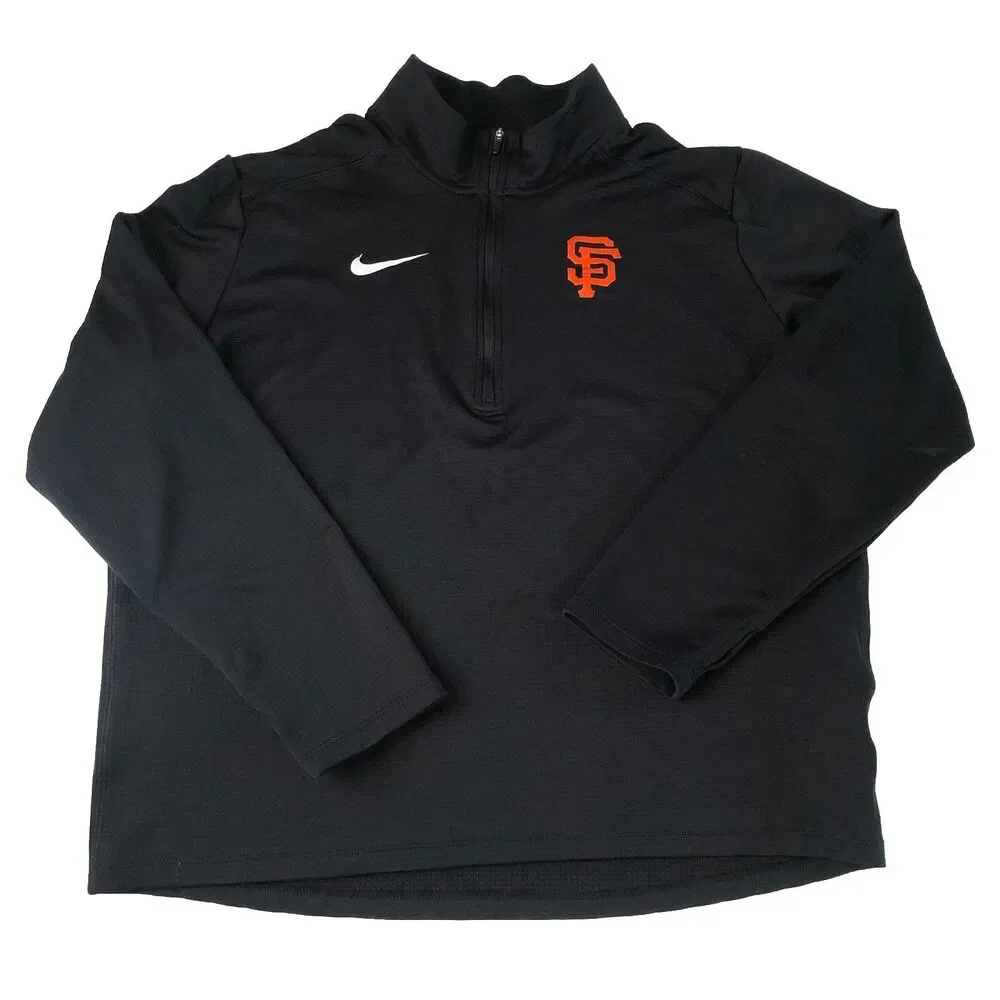 Nike Dri-Fit SF Giants Men’s 1/4 Zip Pull Over Thumb Holes Size Large